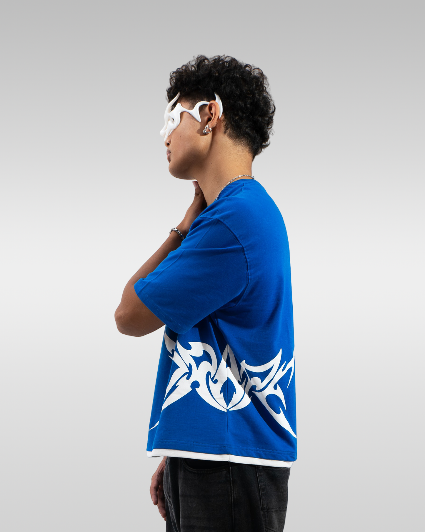 Sideways Tribal Tee Blue