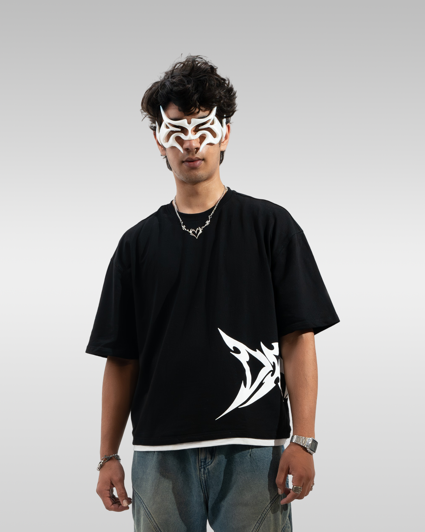 Sideways Tribal Tee Black